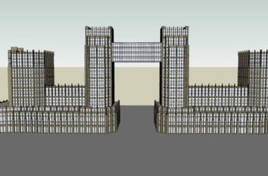 Sketchup办公模型|高层办公楼，写字楼，沿街商业，欧式古典风格-BIM建筑网