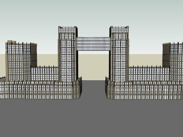 Sketchup办公模型|高层办公楼，写字楼，沿街商业，欧式古典风格