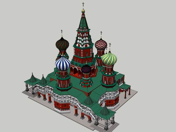 Sketchup文化模型|多层教堂，文化建筑，古典风格