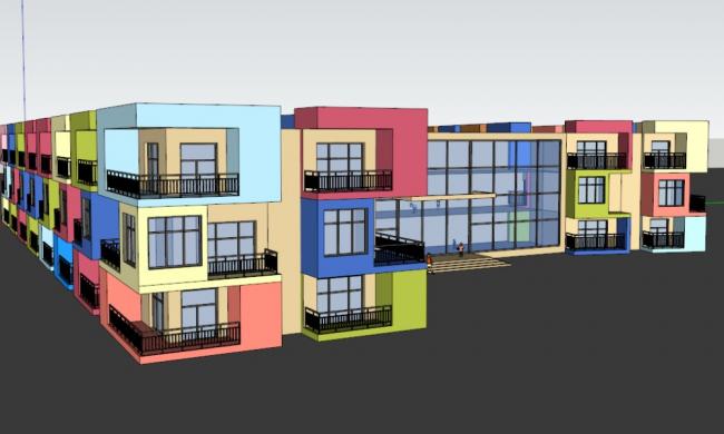 Sketchup学校模型|多层幼儿园学校，公建，校园教育建筑，现代风格