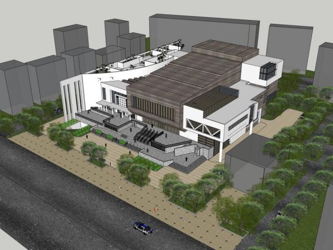 Sketchup文化模型|多层剧场，文化建筑，现代风格