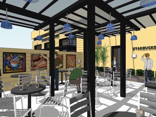 Sketchup商业模型|多层咖啡馆，商业，现代风格