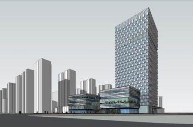 Sketchup办公模型|多层社区中心办公楼，底层商业，现代风格-BIM建筑网