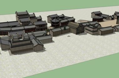 Sketchup商业模型|多层商业街，中式风格-BIM建筑网