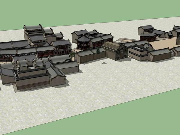 Sketchup商业模型|多层商业街，中式风格