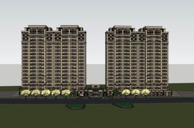 Sketchup住宅模型|高层住宅，底部商业，古典风格-BIM建筑网
