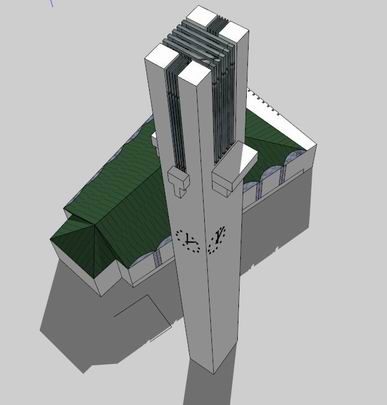 Sketchup办公模型|珊纳约基市政府中心,多层，公建