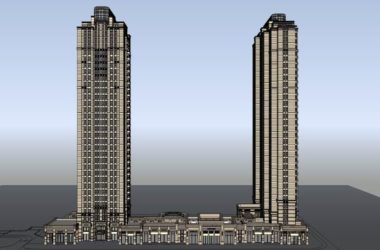 Sketchup住宅模型|高层住宅，底部商业，古典风格-BIM建筑网