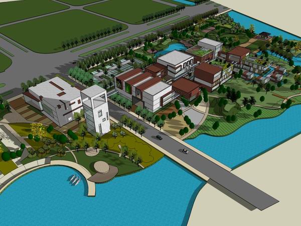 Sketchup商业模型|多层商业街，现代风格