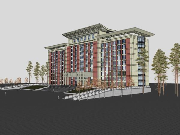 Sketchup办公模型|高层办公楼，古典风格