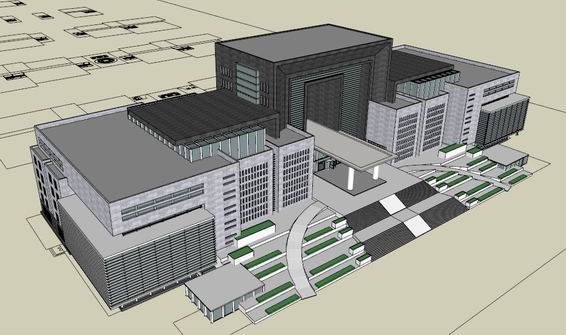 Sketchup办公模型|高层政府办公楼，公建，现代风格
