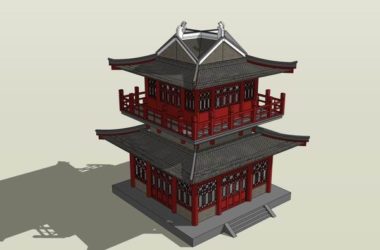 Sketchup古建筑模型|多层阁楼，古代阁楼，中式风格，古建-BIM建筑网