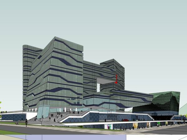 Sketchup办公模型|高层办公楼，现代风格