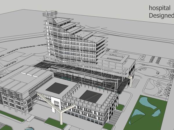 Sketchup医院模型|多高层医院，医疗，现代风格