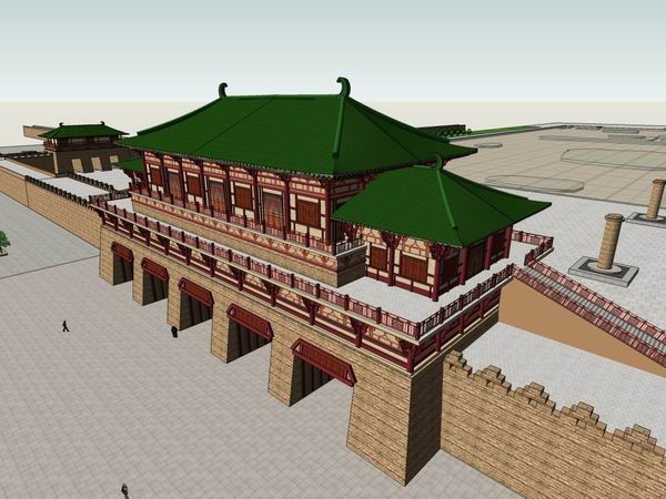 Sketchup古建筑模型|多层城门，丹凤门城门，中式风格，古建