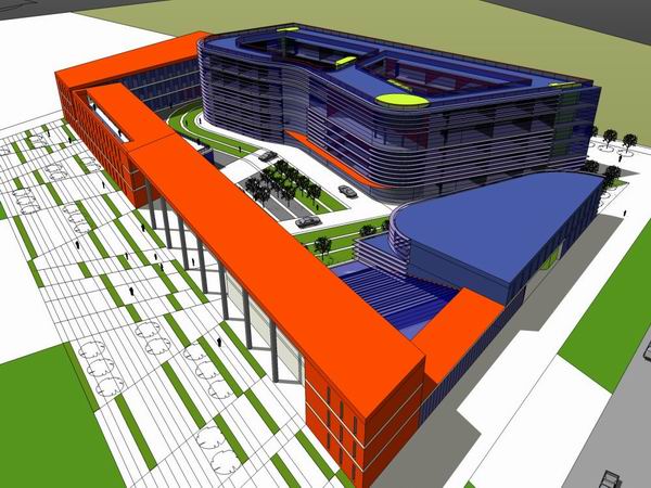 Sketchup办公模型|多层消防指挥中心，办公，现代风格