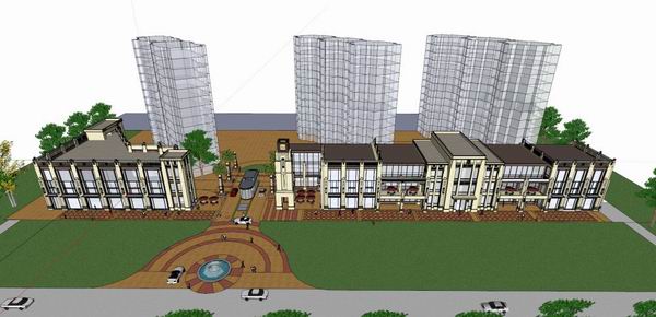 Sketchup商业模型|多层沿街商业，古典风格