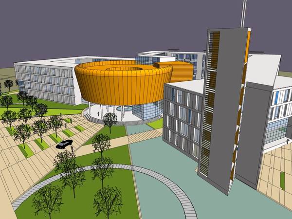 Sketchup办公模型|多层成都消防指挥中心，办公，现代风格