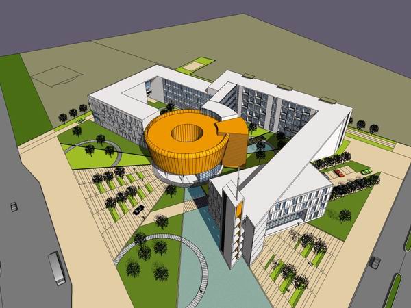 Sketchup办公模型|多层成都消防指挥中心，办公，现代风格