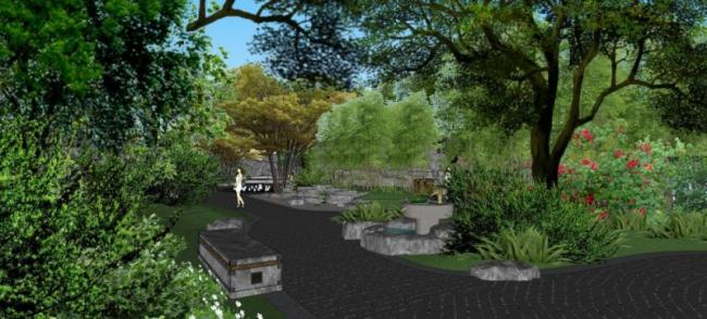 Sketchup景观模型|中式园林景观，中式风格