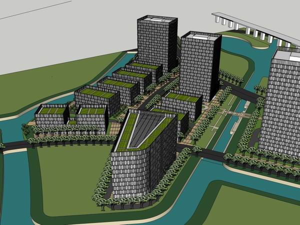 Sketchup办公模型|高层办公楼，现代风格