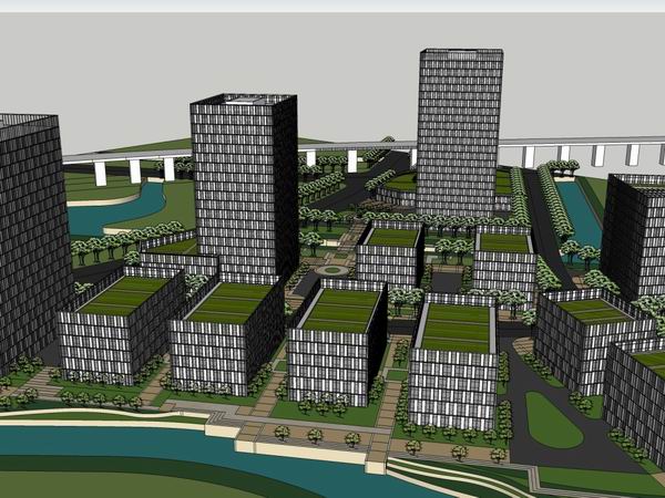 Sketchup办公模型|高层办公楼，现代风格