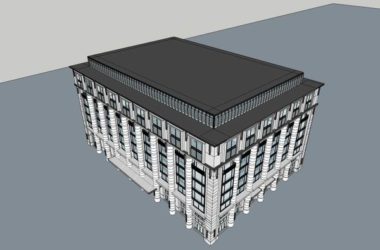 Sketchup办公模型|多层政府办公楼，古典风格-BIM建筑网