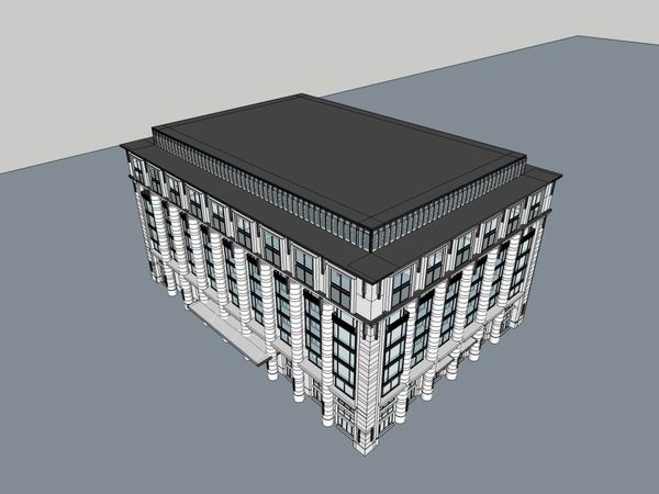 Sketchup办公模型|多层政府办公楼，古典风格