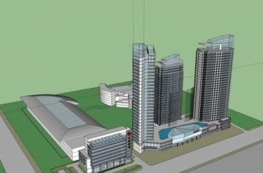 Sketchup办公模型|超高层办公楼，底层商业，现代风格-BIM建筑网