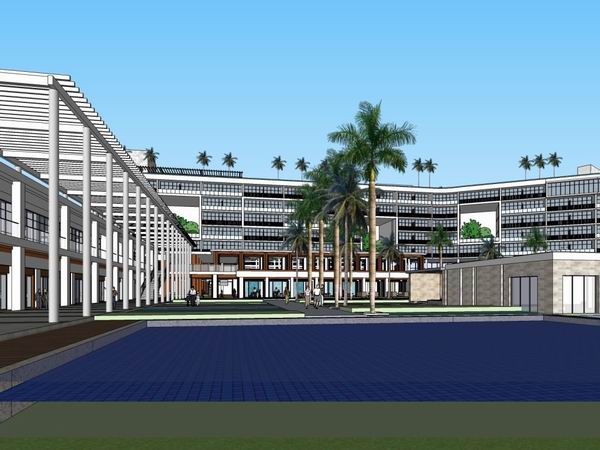 Sketchup酒店模型|多层酒店，酒店别墅，现代风格