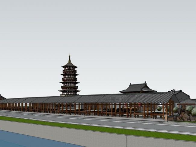 Sketchup古建筑模型|古建筑，中式风格，多层古塔