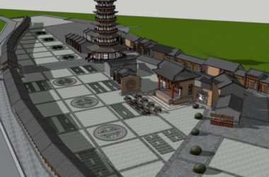 Sketchup古建筑模型|古建筑，中式风格，多层古塔-BIM建筑网