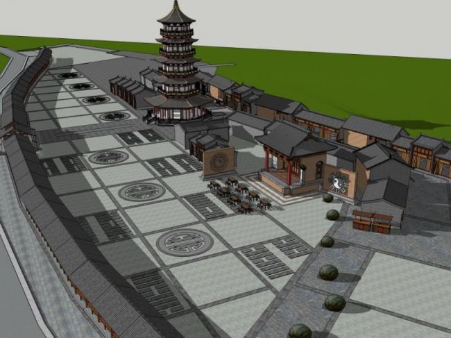 Sketchup古建筑模型|古建筑，中式风格，多层古塔
