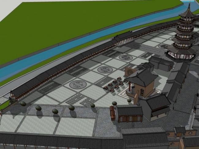 Sketchup古建筑模型|古建筑，中式风格，多层古塔