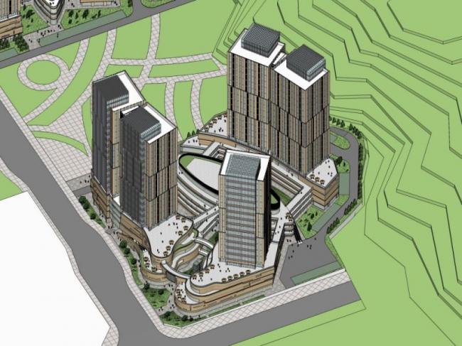 Sketchup综合体模型|多高层混合，超高层商业综合体，住宅，现代风格