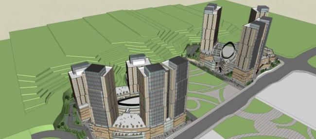 Sketchup综合体模型|多高层混合，超高层商业综合体，住宅，现代风格