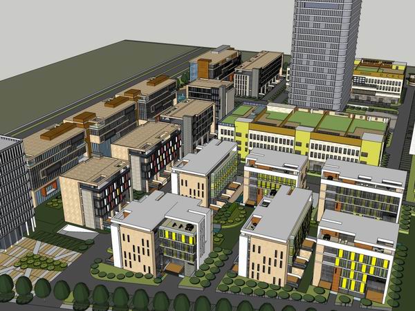 Sketchup办公模型|多层高层办公楼，现代风格