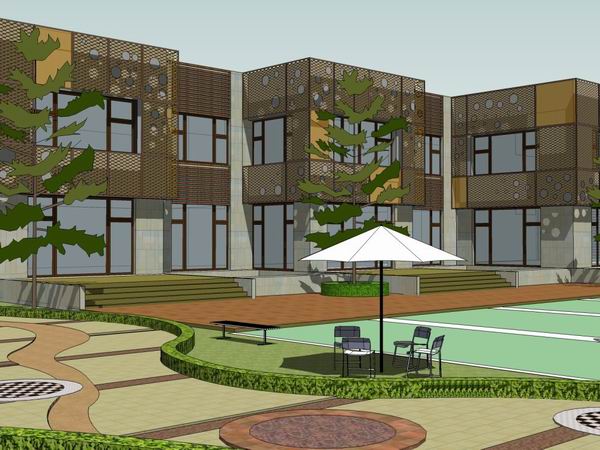 Sketchup学校模型|多层幼儿园学校，校园教育建筑，现代风格