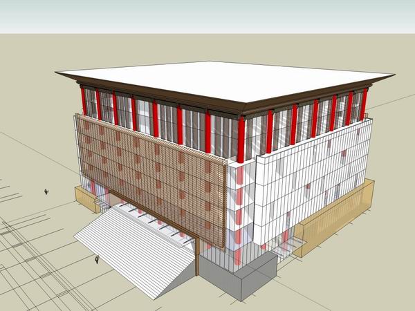 Sketchup办公模型|多层办公楼，写字楼，现代风格