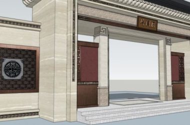 Sketchup小品模型|门头，现代风格，小品，大门-BIM建筑网