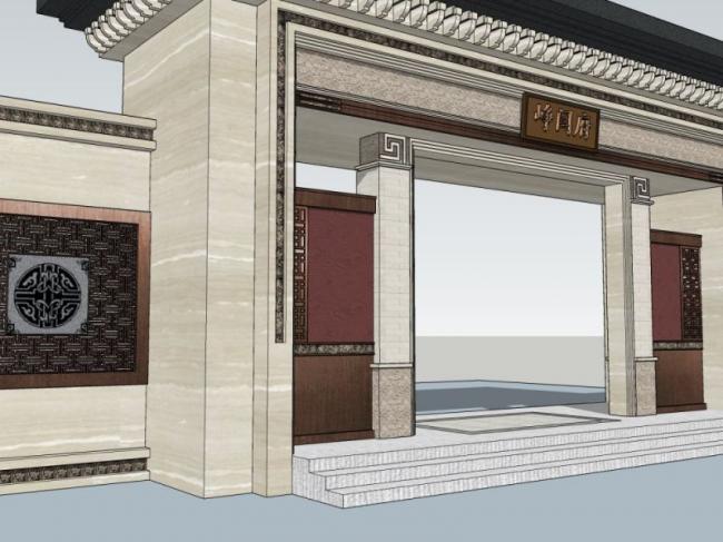 Sketchup小品模型|门头，现代风格，小品，大门