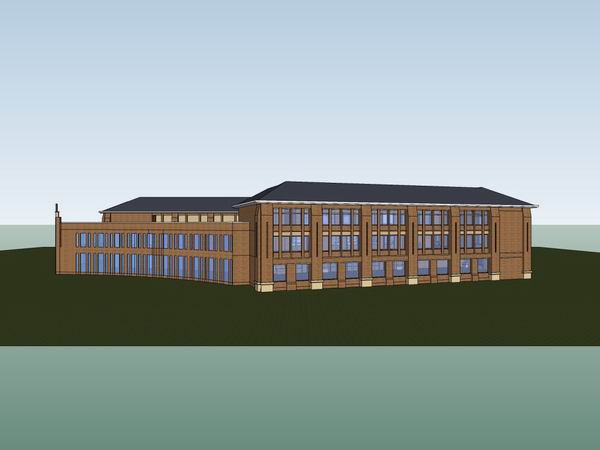 Sketchup学校模型|多层国际中小学学校，校园教育建筑，古典风格
