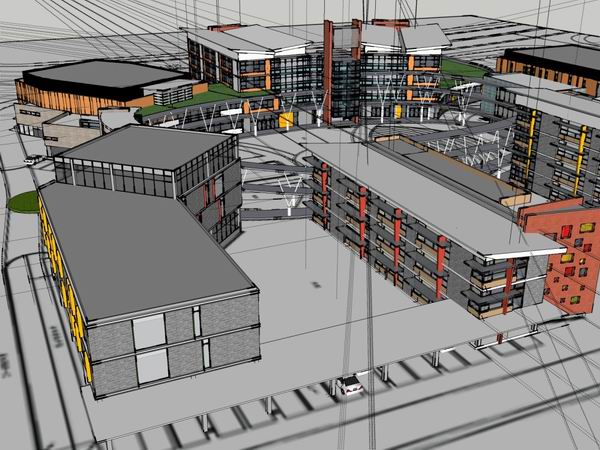 Sketchup学校模型|多层小学学校，校园教育建筑，现代风格