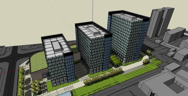 Sketchup办公模型|多层办公楼，现代风格