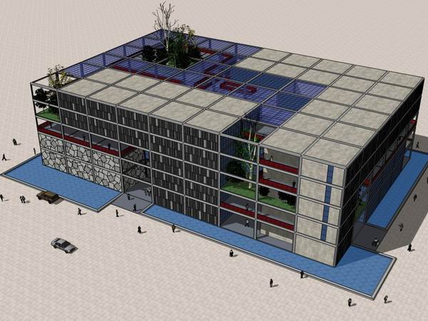 Sketchup办公模型|多层办公楼，现代风格