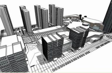 Sketchup综合体模型|多高层商业综合体办公楼，住宅，现代风格-BIM建筑网