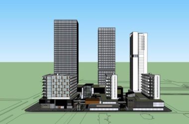 Sketchup综合体模型|多高层综合体，办公楼，住宅，底层商业，现代风格-BIM建筑网