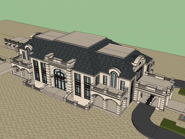 Sketchup商业模型|多层社区商业街，古典风格