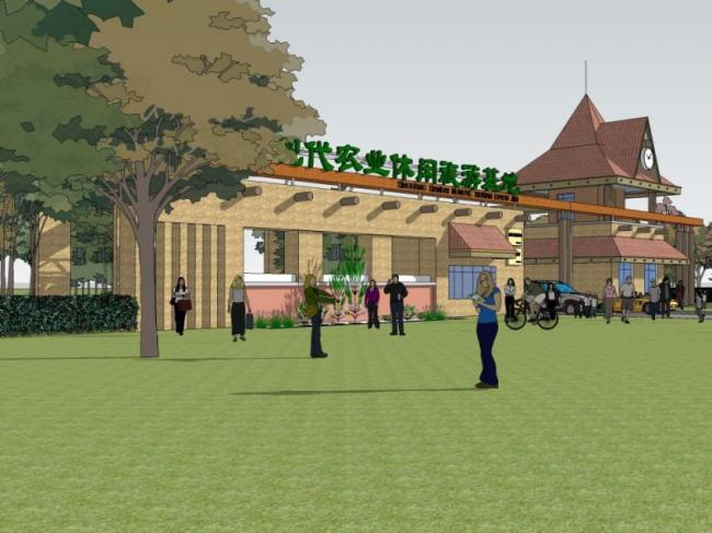 Sketchup景观模型|旅游景区景观，古典风格