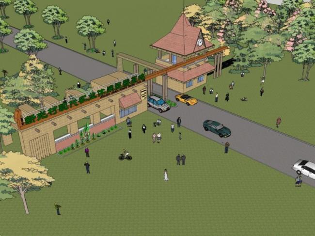 Sketchup景观模型|旅游景区景观，古典风格